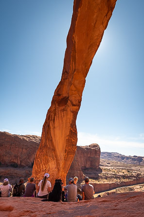 Under an arch
